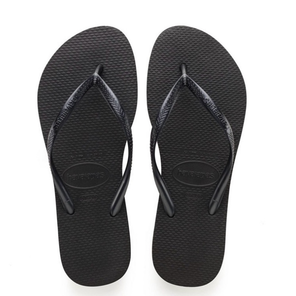Havaianas Slim Black Flip Flops Women’s 11 Rubber Brazil NWT 🩴